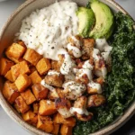 Roasted Chicken, Sweet Potato, and Kale Bowls