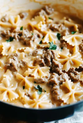 Cheesy Beef And Bowtie Pasta In Garlic Butter