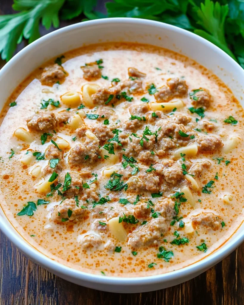 Creamy Parmesan Italian Sausage Ditalini Soup