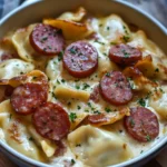 Crockpot Pierogi Casserole with Kielbasa