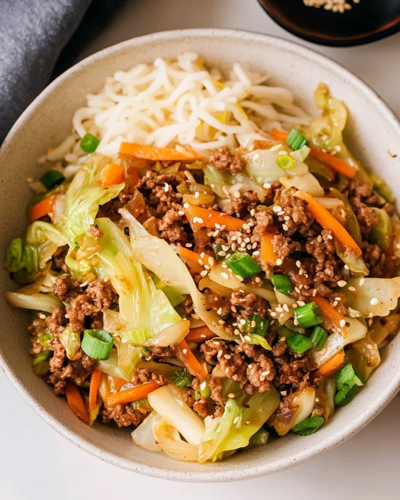 Easy Asian Ground Beef and Cabbage Stir Fry