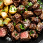 Garlic Butter Steak Bites and Potatoes