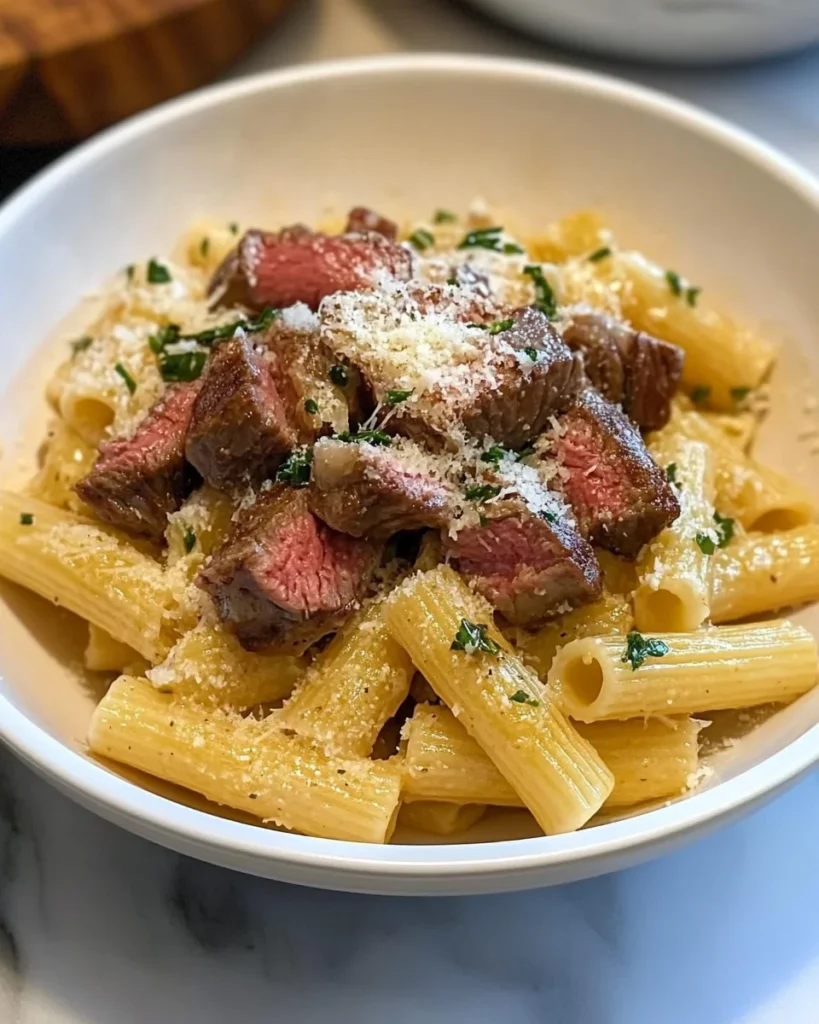 Garlic Parmesan Steak Pasta