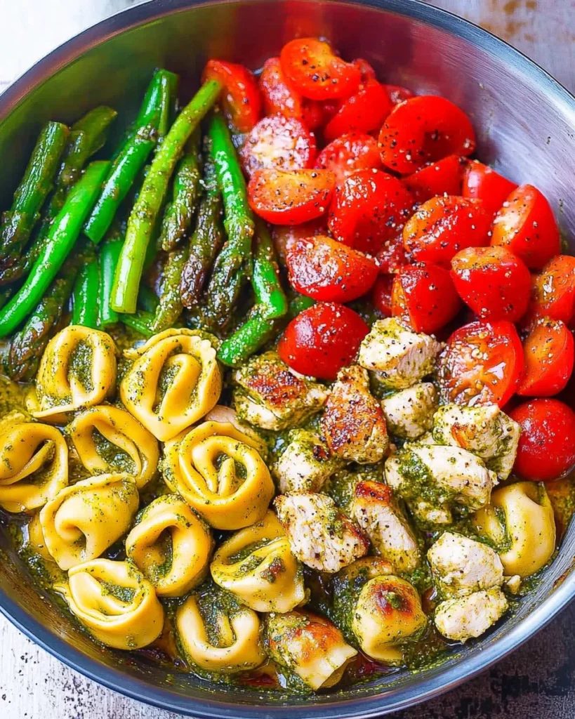 Pesto Chicken Tortellini and Veggies