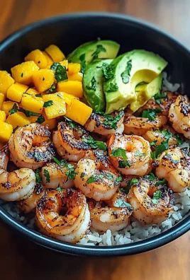 Shrimp and Avocado Bowls with Mango Salsa & Lime-Chili Sauce