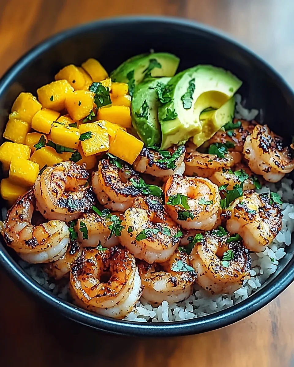 Shrimp and Avocado Bowls with Mango Salsa & Lime-Chili Sauce