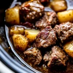 Slow Cooker Garlic Butter Beef Bites & Potatoes