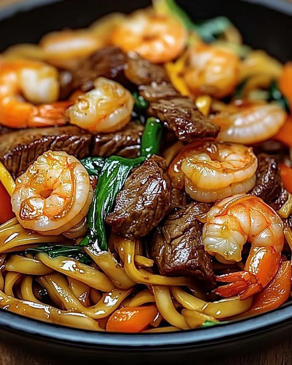 Steak & Shrimp Stir-Fried Noodles