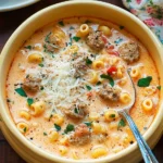 Creamy Parmesan Italian Sausage Ditalini Soup