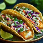 Crispy Fish Tacos with Cilantro Lime Slaw