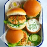 Fresh Salmon Burgers with Tzatziki Dressing