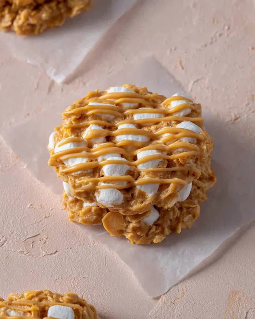 No bake peanut butter Cornflake cookies with marshmallows