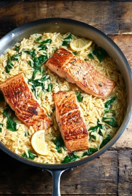 One Skillet Salmon with Lemon Orzo