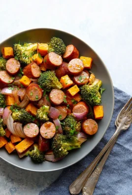 Sheet Pan Sausage and Sweet Potatoes with Honey Garlic Sauce